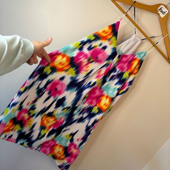 Karlie Multicolor Bright Abstract Floral Vibrant Spaghetti Dress Women's S Pink - Picture 4 of 9